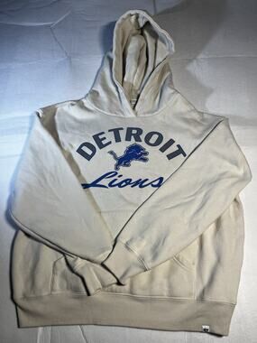 Detroit Lions ’47 Brand Hoodie Womens Medium White Blue NFL Football Pullover